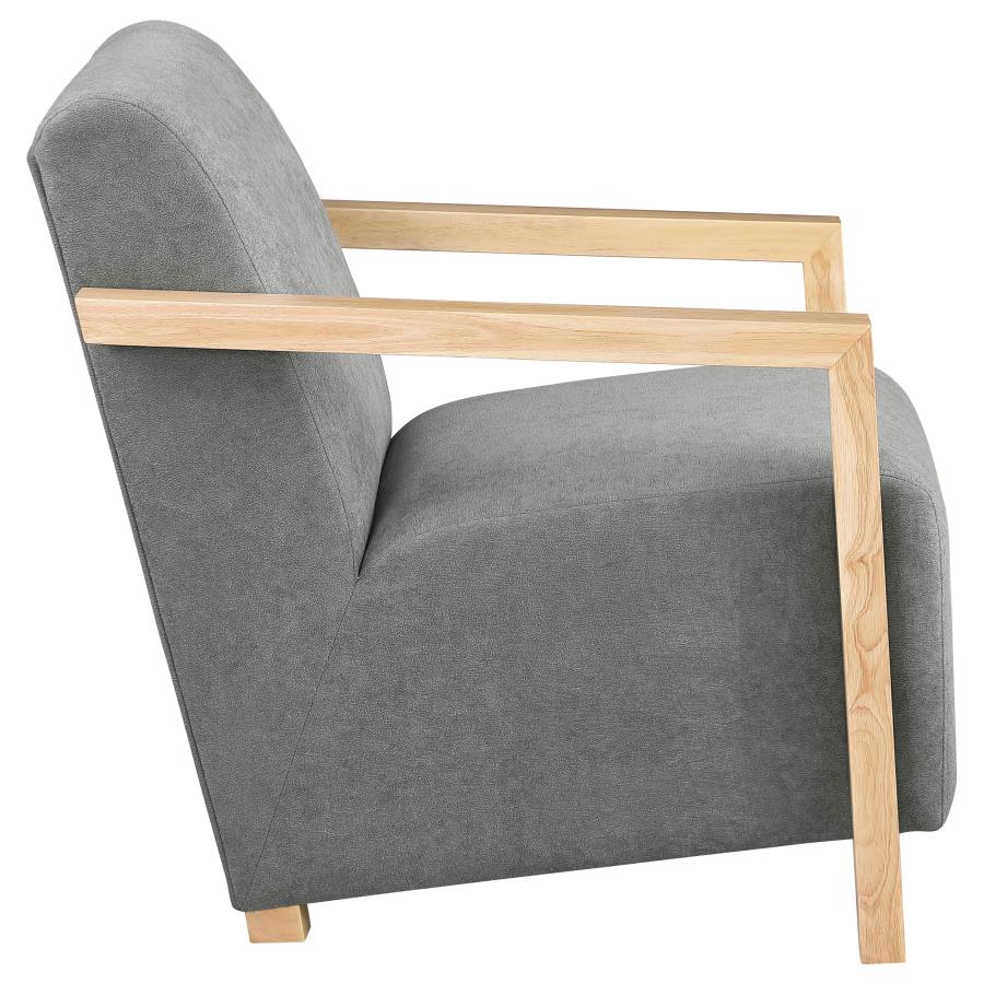 Diego Upholstered Accent Arm Chair with Wood Arms Grey - 902269