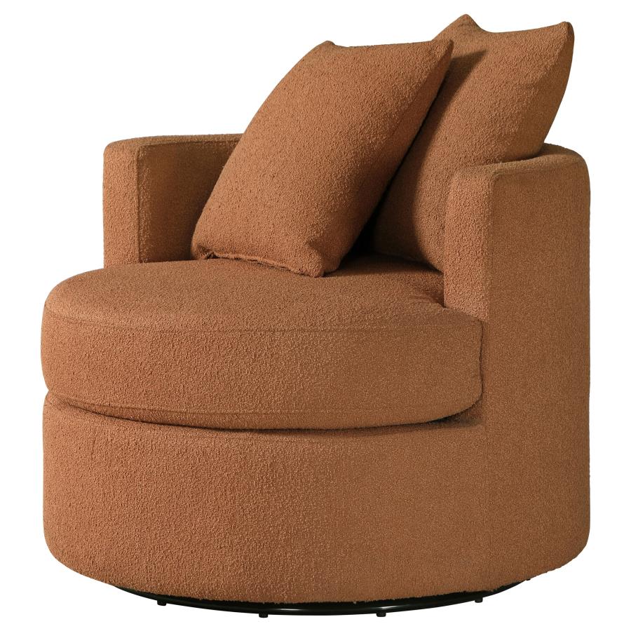 Debbie Upholstered Swivel Accent Chair Burnt Orange - 902275