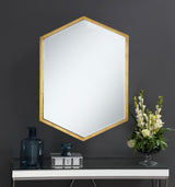 Bledel 24 x 34 Inch Hexagonal Wall Mirror Gold - 902356