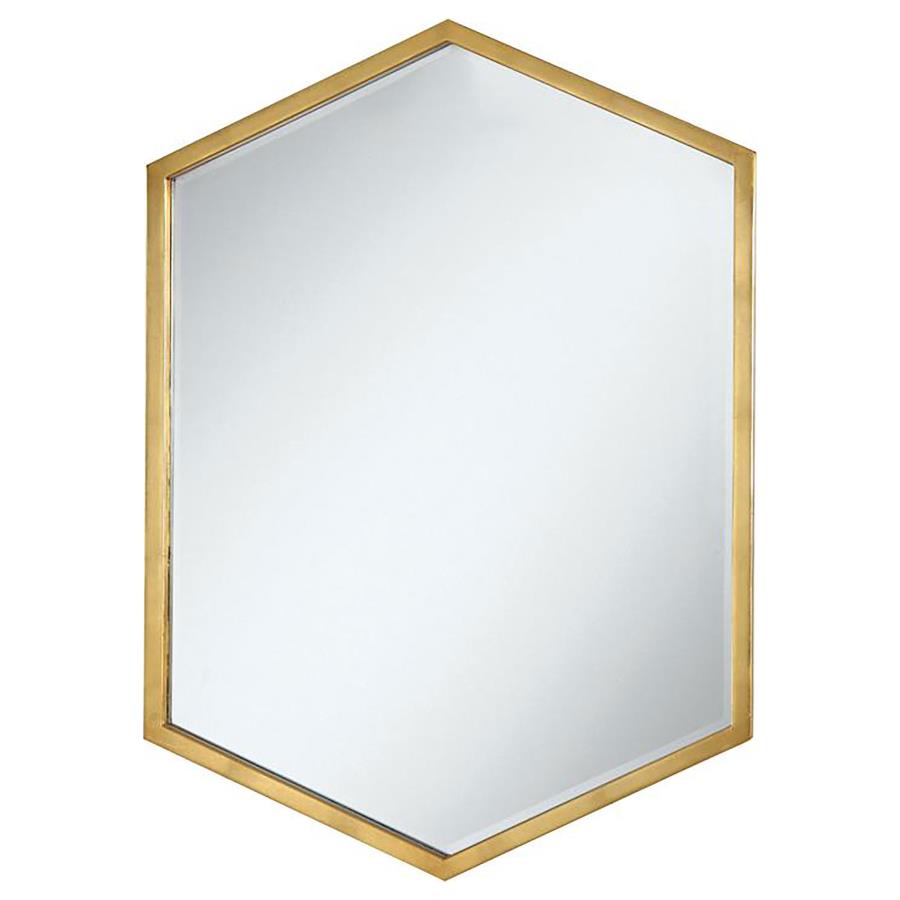 Bledel 24 x 34 Inch Hexagonal Wall Mirror Gold - 902356