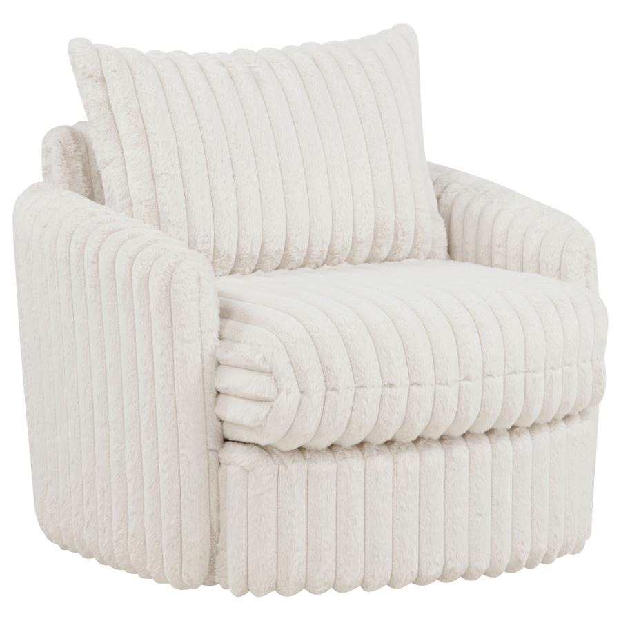Sarco Corduroy Upholstered Swivel Accent Arm Chair Ivory - 902541