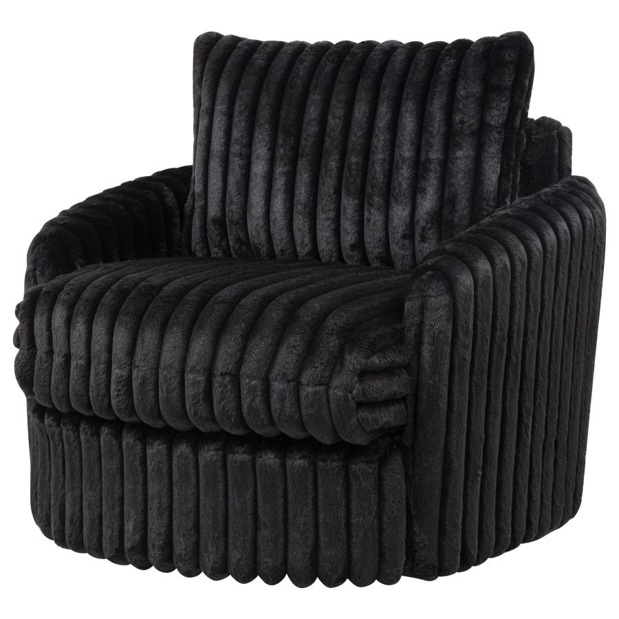Sarco Corduroy Upholstered Swivel Accent Arm Chair Black - 902542