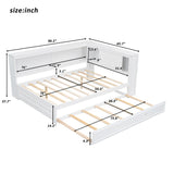 Daybed With Storage Shelves, LED, USB, And Trundle