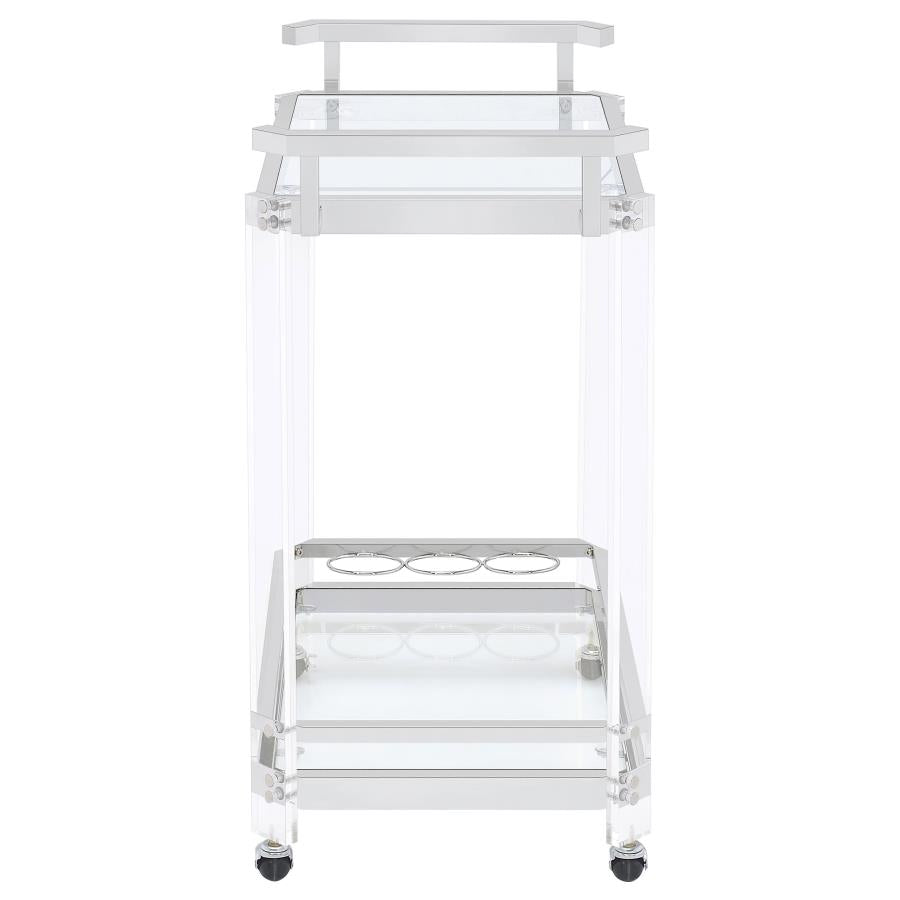 Jefferson 2-tier Glass Shelf Acrylic Bar Cart Chrome - 902589