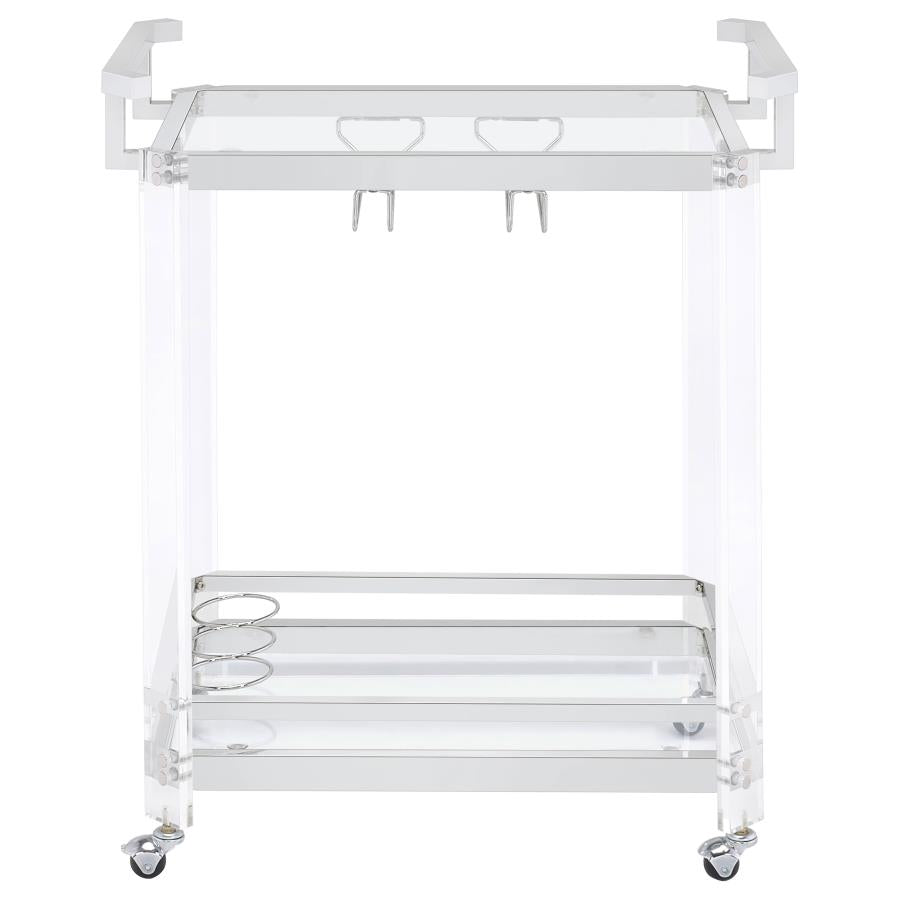 Jefferson 2-tier Glass Shelf Acrylic Bar Cart Chrome - 902589