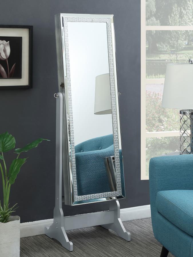 Elle Cheval Mirror with Jewelry Storage Silver - 902779