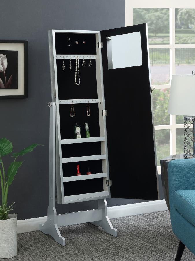Elle Cheval Mirror with Jewelry Storage Silver - 902779