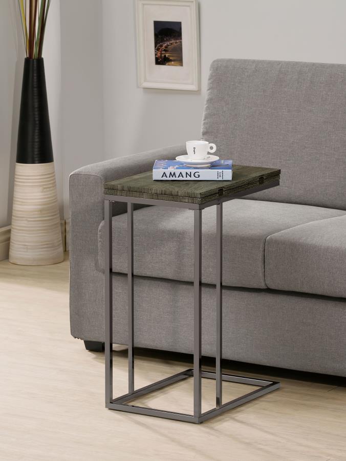 Pedro Expandable C-Shaped Sofa Side Table Weathered Grey - 902864