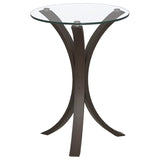Edgar Round Glass Top Accent Side Table Cappuccino - 902867