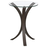 Edgar Round Glass Top Accent Side Table Cappuccino - 902867