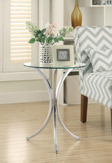 Eloise Round Glass Top Accent Side Table Chrome - 902869