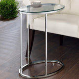 Kyle Oval Glass Top C-Shaped Sofa Side Table Chrome - 902927