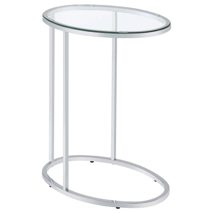 Kyle Oval Glass Top C-Shaped Sofa Side Table Chrome - 902927