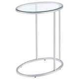 Kyle Oval Glass Top C-Shaped Sofa Side Table Chrome - 902927