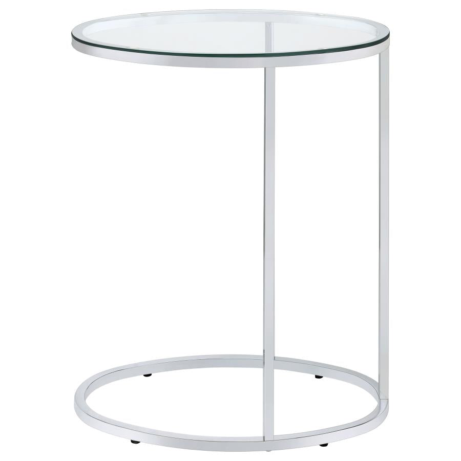 Kyle Oval Glass Top C-Shaped Sofa Side Table Chrome - 902927