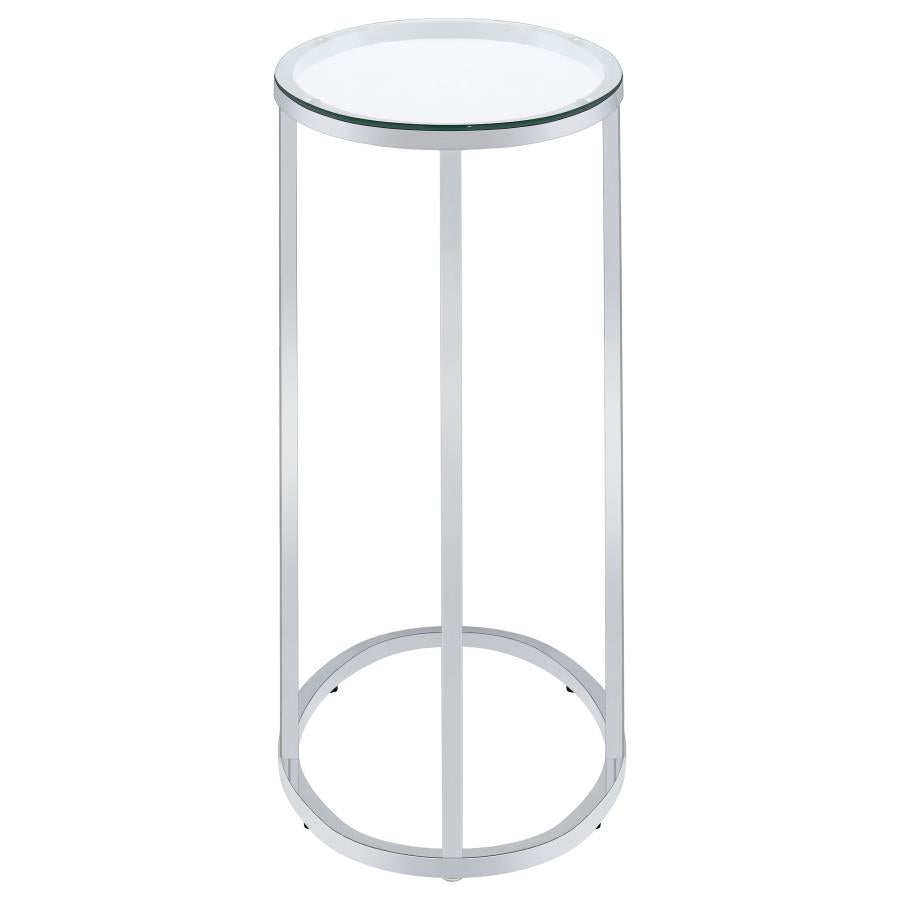 Kyle Oval Glass Top C-Shaped Sofa Side Table Chrome - 902927