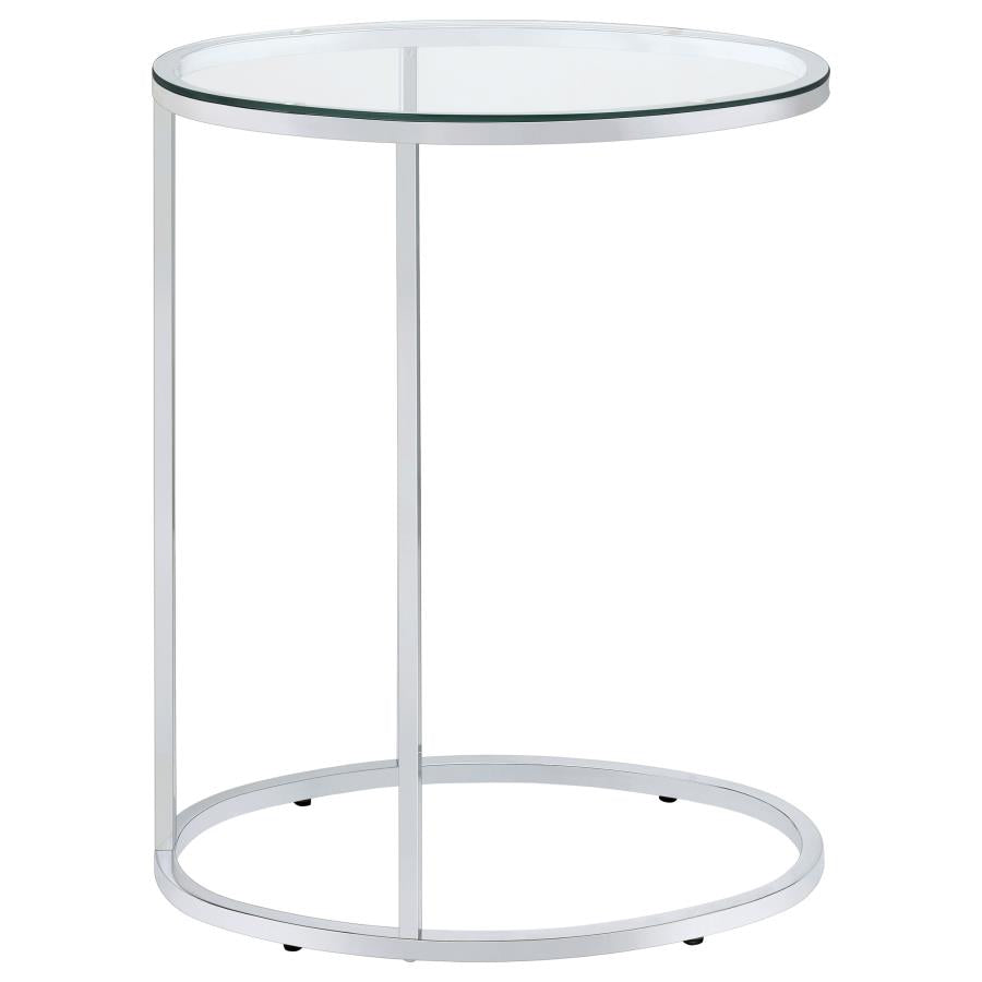 Kyle Oval Glass Top C-Shaped Sofa Side Table Chrome - 902927