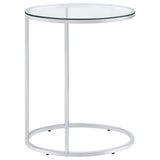 Kyle Oval Glass Top C-Shaped Sofa Side Table Chrome - 902927