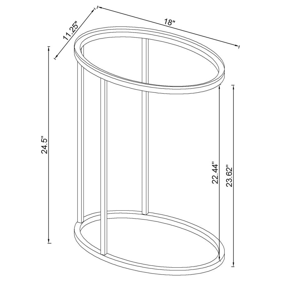 Kyle Oval Glass Top C-Shaped Sofa Side Table Chrome - 902927