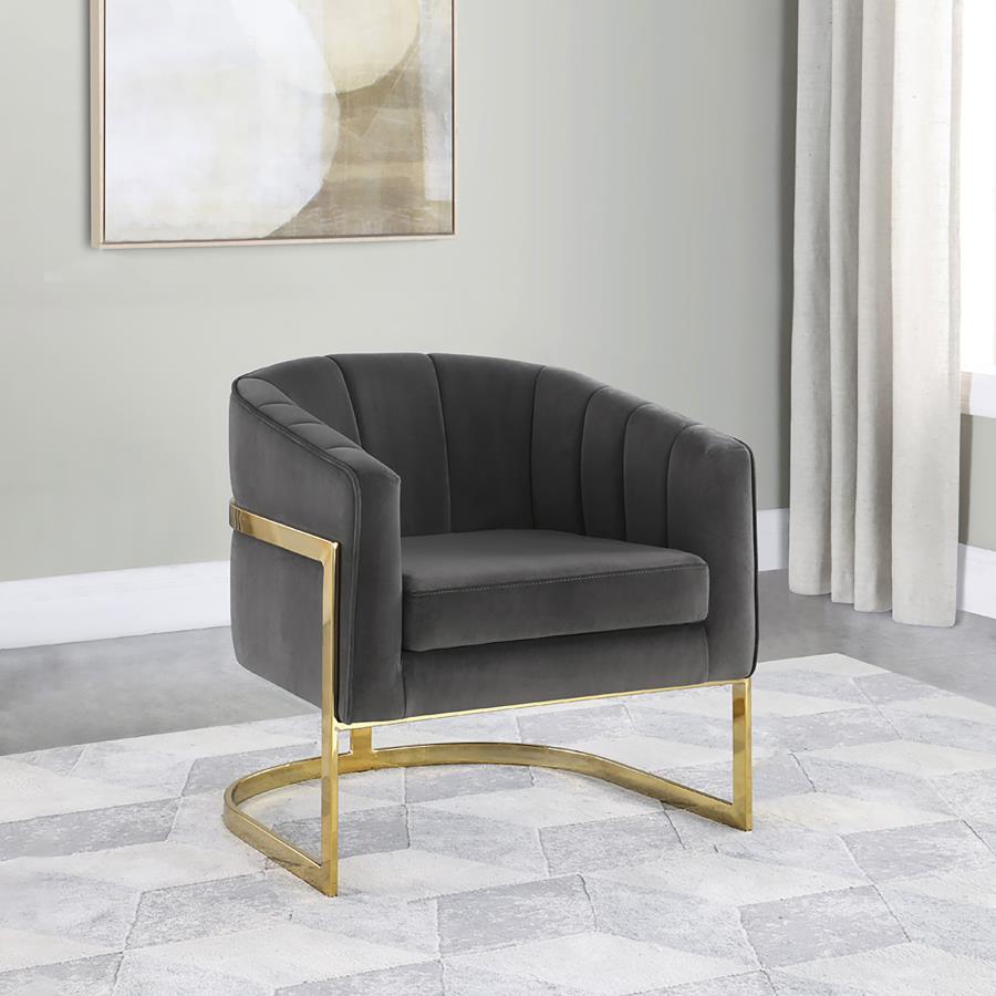 Alamor Upholstered Barrel Back Accent Chair Dark Grey - 903039