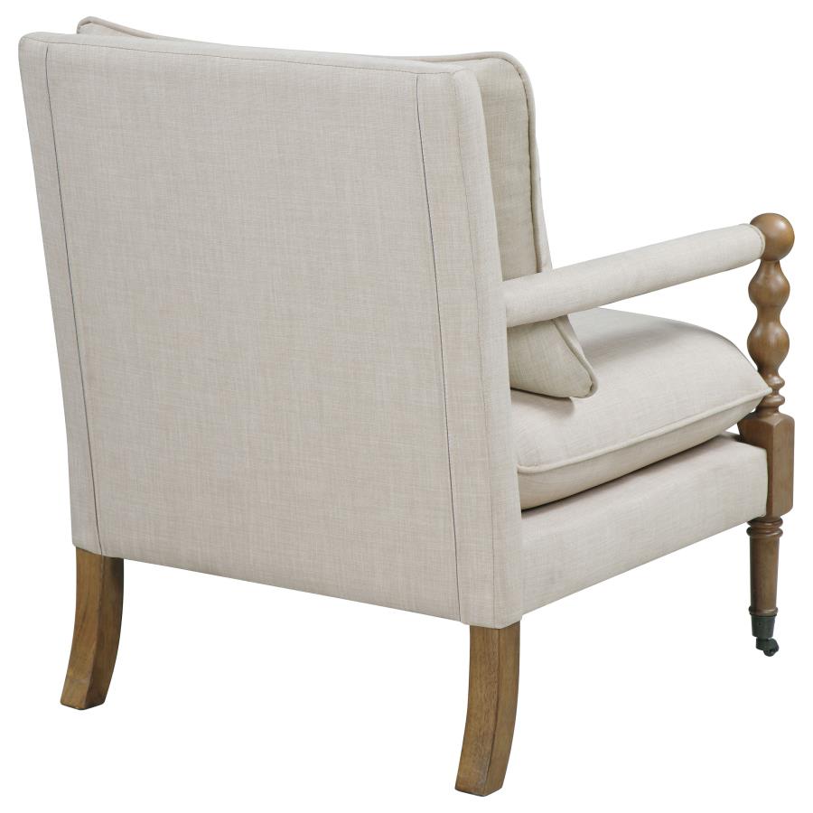 Dempsy Upholstered Accent Chair with Casters Beige - 903058