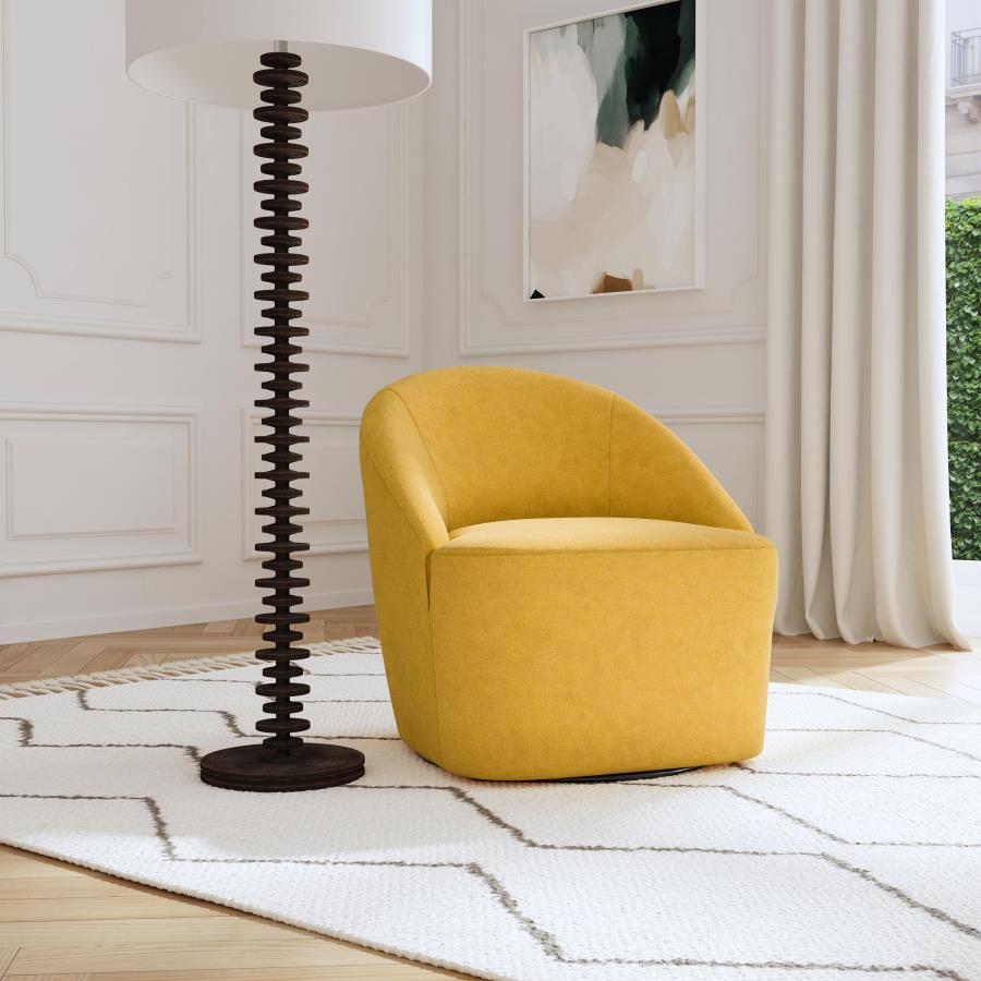 Leon Upholstered Barrel Accent Swivel Chair Mustard Yellow - 903076