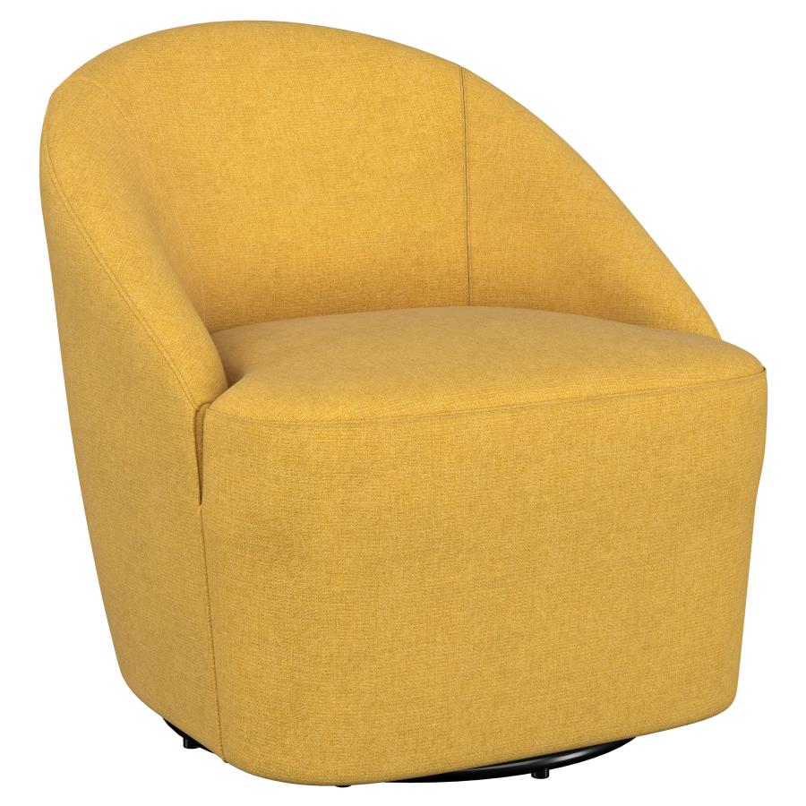 Leon Upholstered Barrel Accent Swivel Chair Mustard Yellow - 903076