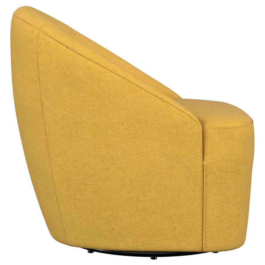 Leon Upholstered Barrel Accent Swivel Chair Mustard Yellow - 903076