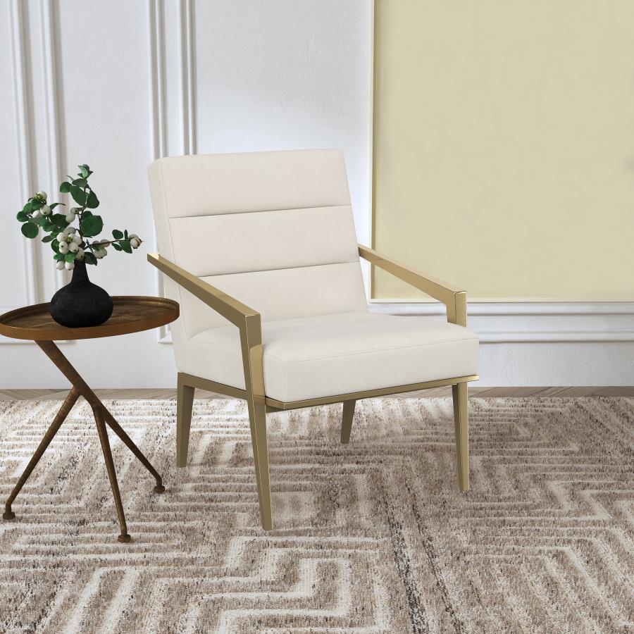 Kirra Upholstered Metal Arm Accent Chair Cream - 903143