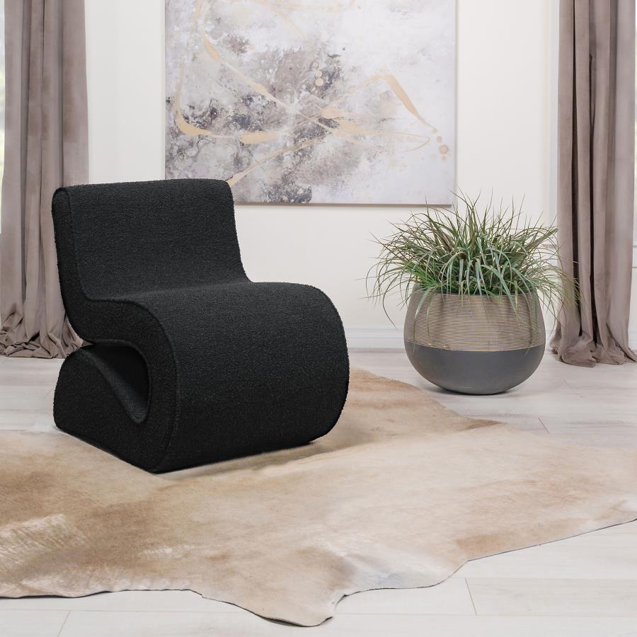 Ronea Boucle Upholstered Armless Curved Chair Charcoal - 903155