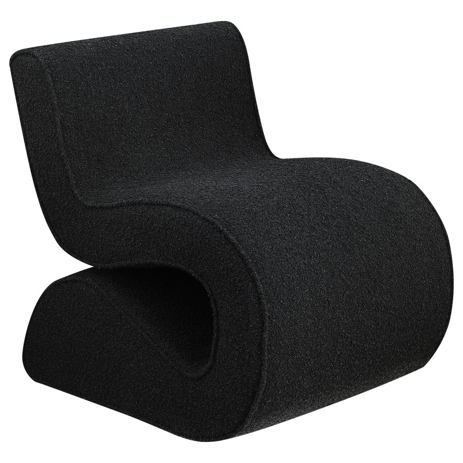 Ronea Boucle Upholstered Armless Curved Chair Charcoal - 903155