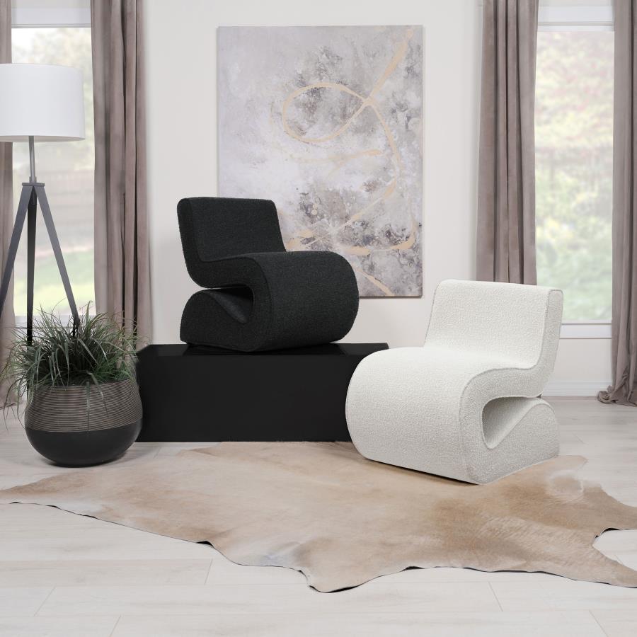 Ronea Boucle Upholstered Armless Curved Chair Charcoal - 903155