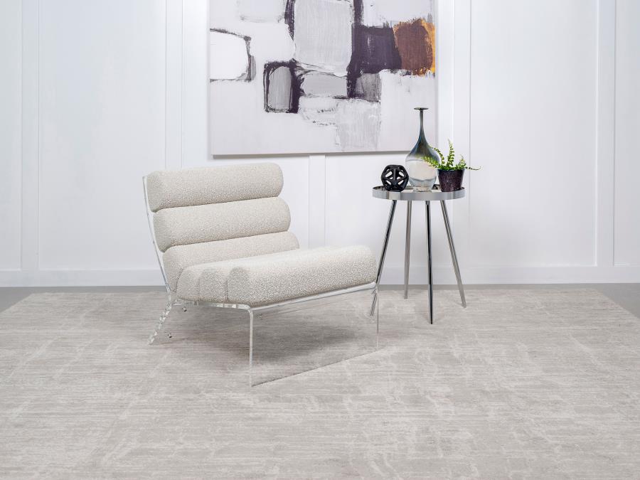 Serreta Boucle Upholstered Armless Acrylic Chair Ivory - 903161