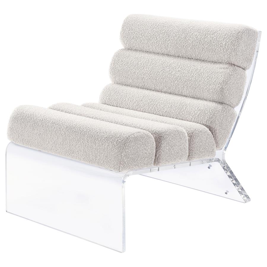 Serreta Boucle Upholstered Armless Acrylic Chair Ivory - 903161