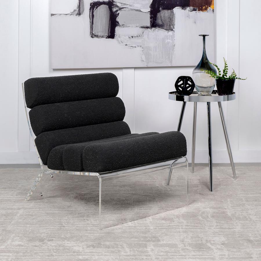 Serreta Boucle Upholstered Armless Acrylic Chair Black - 903162
