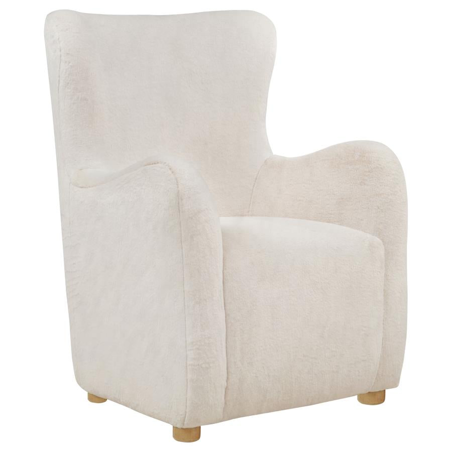 Thornton Faux Fur Upholstered Wingback Lounge Accent Chair Cream - 903175