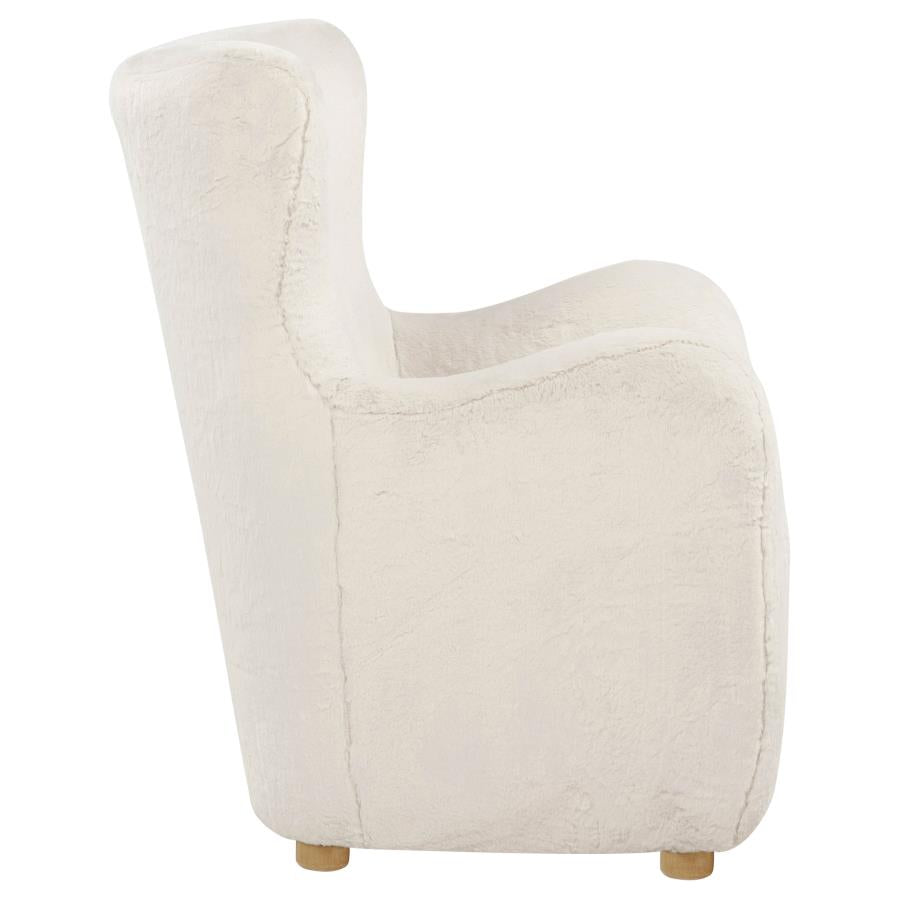 Thornton Faux Fur Upholstered Wingback Lounge Accent Chair Cream - 903175