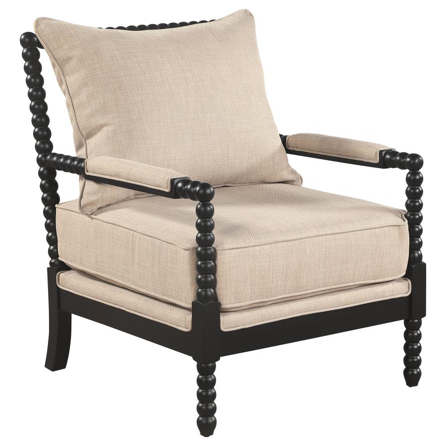 Blanchett Upholstered Bobbin Accent Chair Beige and Black - 903237