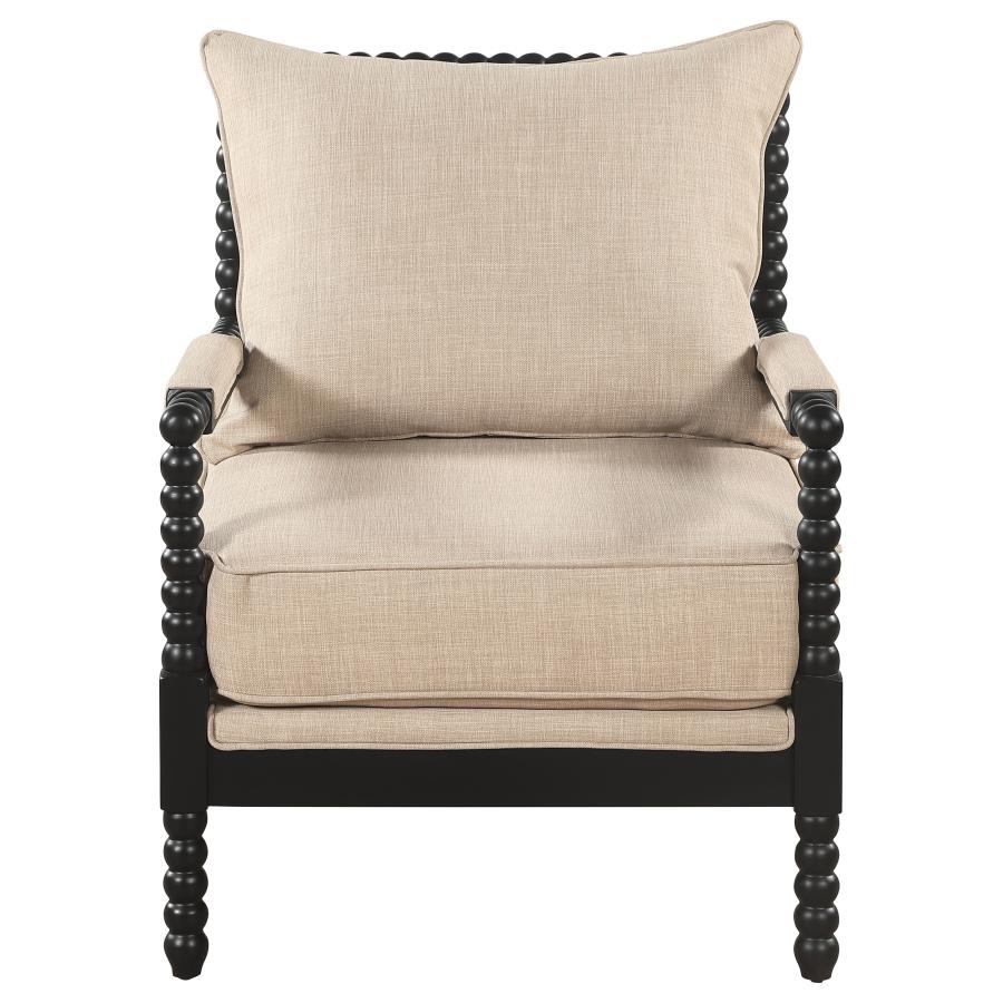 Blanchett Upholstered Bobbin Accent Chair Beige and Black - 903237