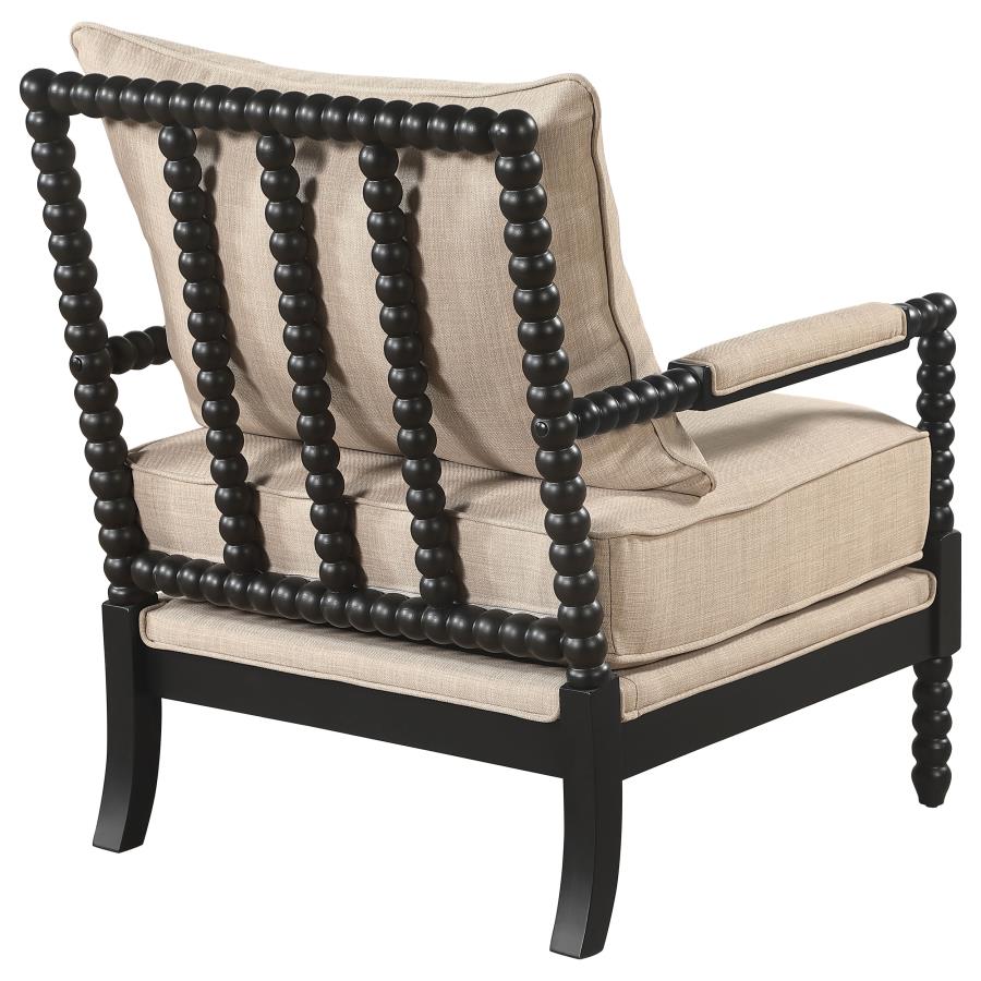 Blanchett Upholstered Bobbin Accent Chair Beige and Black - 903237