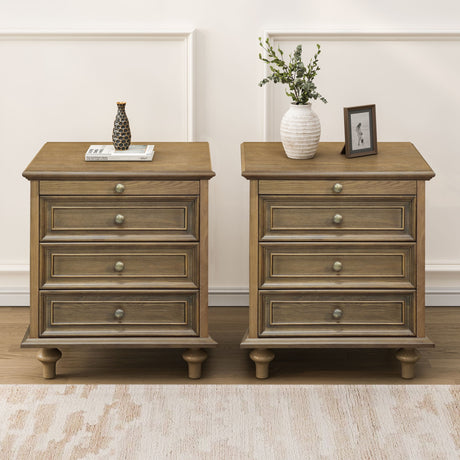 Nightstands With 4 Drawer, Storage End Table With Hidden Pull Out Shelf