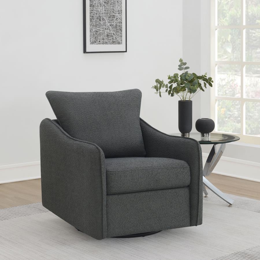 Madia Upholstered Sloped Arm Swivel Glider Chair Charcoal - 903393
