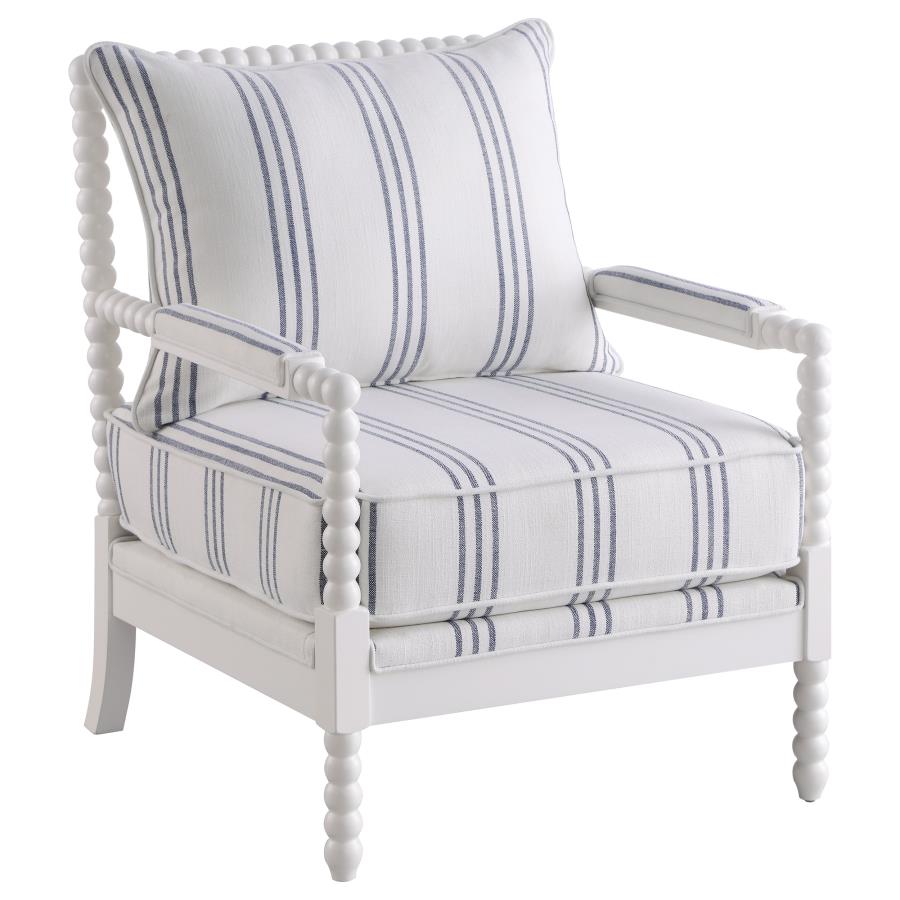Blanchett Upholstered Bobbin Accent Chair White and Navy - 903835