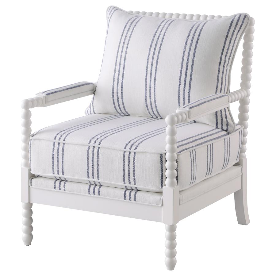 Blanchett Upholstered Bobbin Accent Chair White and Navy - 903835
