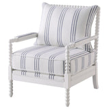 Blanchett Upholstered Bobbin Accent Chair White and Navy - 903835