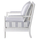 Blanchett Upholstered Bobbin Accent Chair White and Navy - 903835