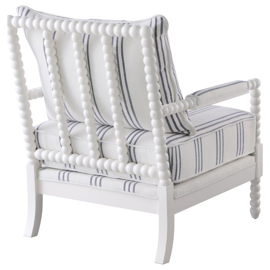 Blanchett Upholstered Bobbin Accent Chair White and Navy - 903835
