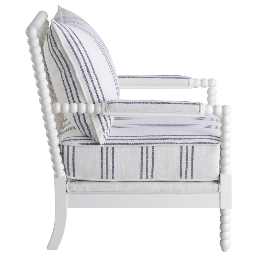 Blanchett Upholstered Bobbin Accent Chair White and Navy - 903835
