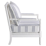 Blanchett Upholstered Bobbin Accent Chair White and Navy - 903835
