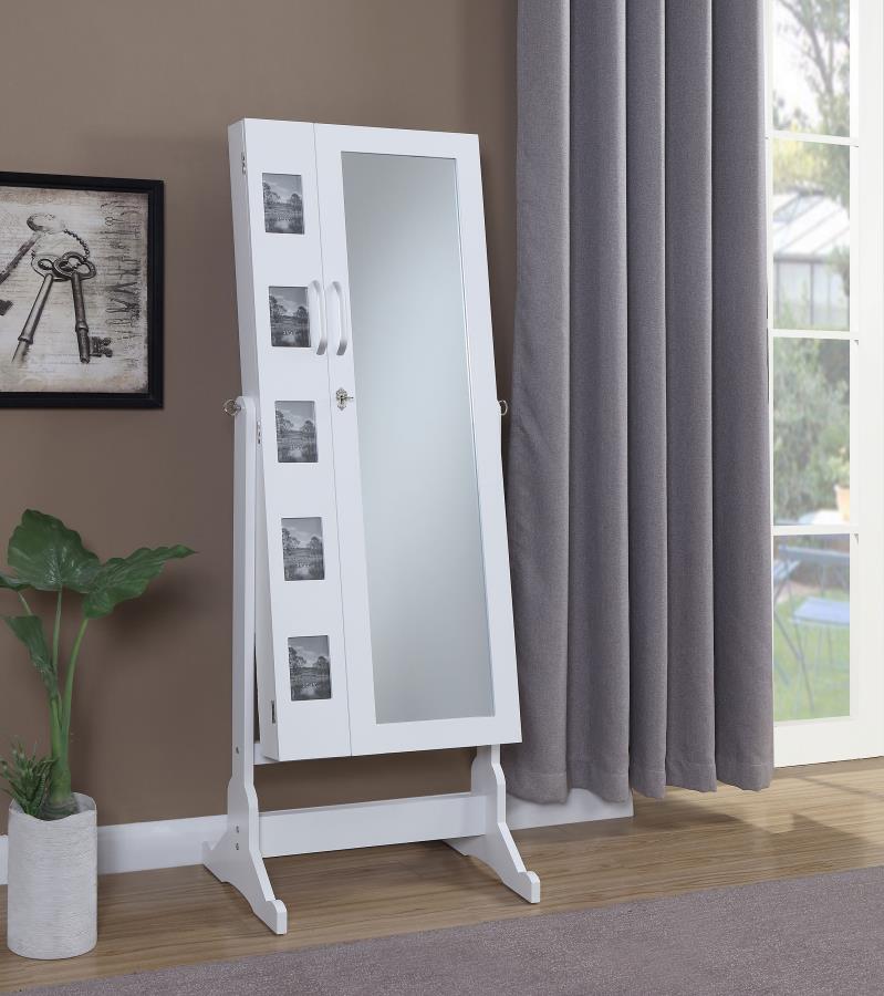Doyle Cheval Mirror with Jewelry Storage White - 904031
